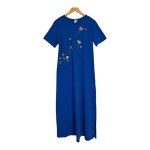 VTG 90s Donna Made in USA Embroidered Maxi‎ Dress Small Cottagecore Boho Prairie